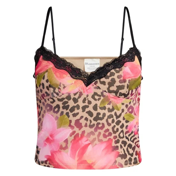 No Boundaries Mesh Camisole with Lace Trim, Women's XXS-XXL | Walmart (US)