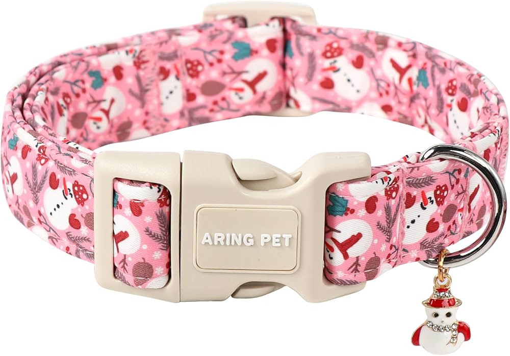 ARING PET Christmas Dog Collar-Cute Pink Snowman Dog Collars, Adjustable Christmas Pet Collars Pu... | Amazon (US)