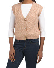 Oversized Cable Knit Button Sweater Vest | TJ Maxx