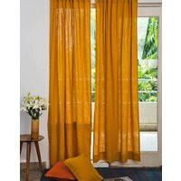 Yellow Mustard Color Living Room Linen Curtain Bedroom Modern Rustic Curtains, Door Window Stonewash | Etsy (US)