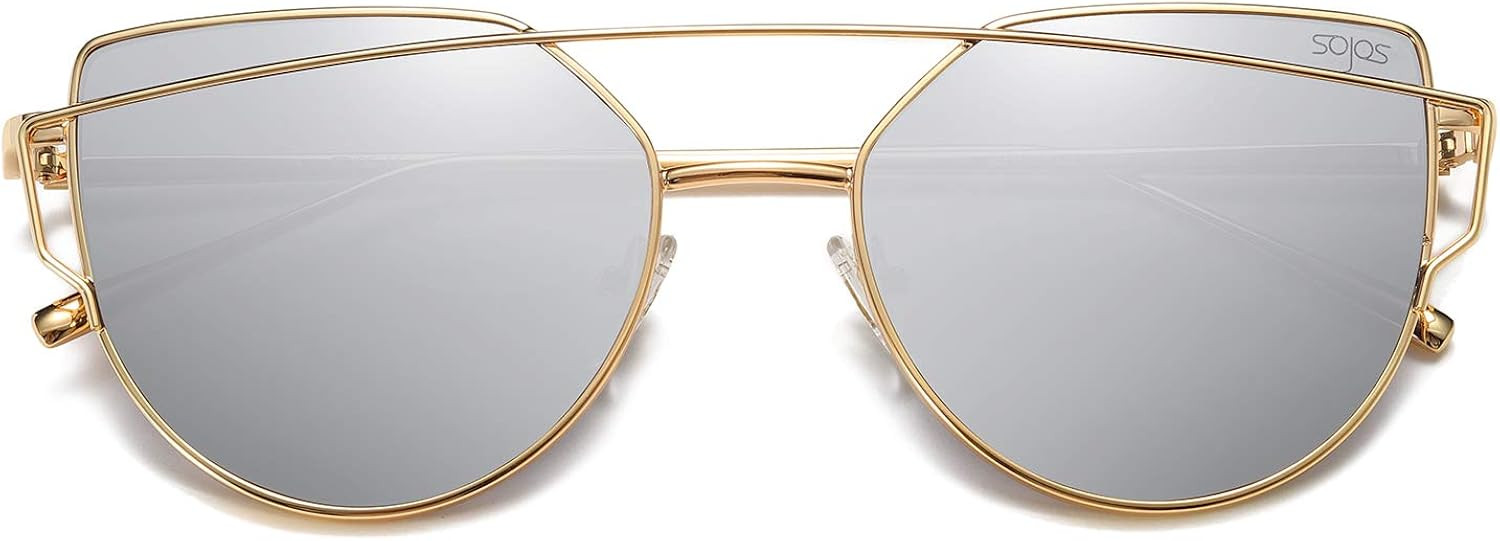 SOJOS Cat Eye Sunglasses for Women Fashion Designer Style Mirrored Lenses SJ1001 | Amazon (US)