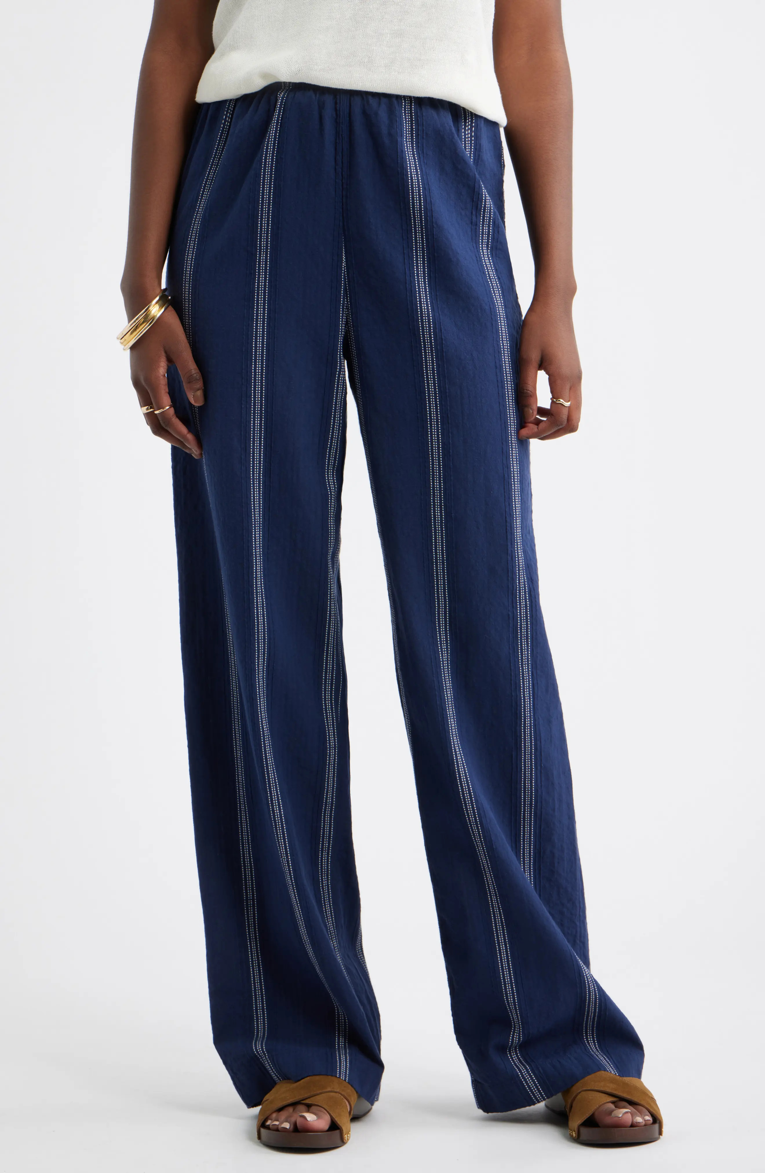 Cotton Blend Dobby Pull-On Pants (Women) | Nordstrom | Nordstrom