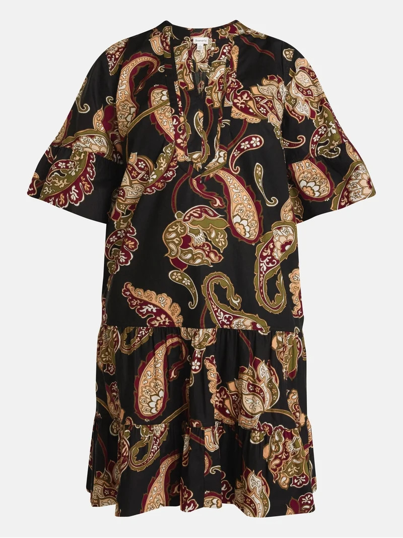 Scenario Women's and Women's Plus V Neck Mini Dress with Flutter Sleeves, Sizes XS-4X | Walmart (US)