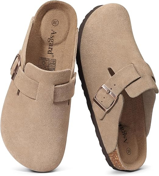Asgard Women's Suede Clogs Leather Mules Arch Support Potato Shoes with Comfort Cork Footbed | Amazon (US)