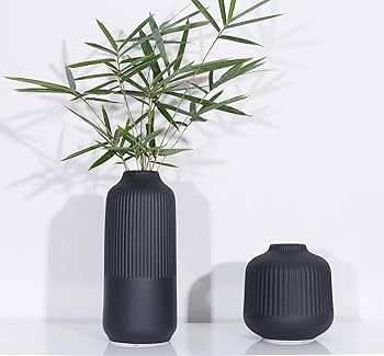 Ceramic Flower Vase Large Matte Black Vase for Home Decor Classic Nordic Style Vases for Room Off... | Amazon (US)