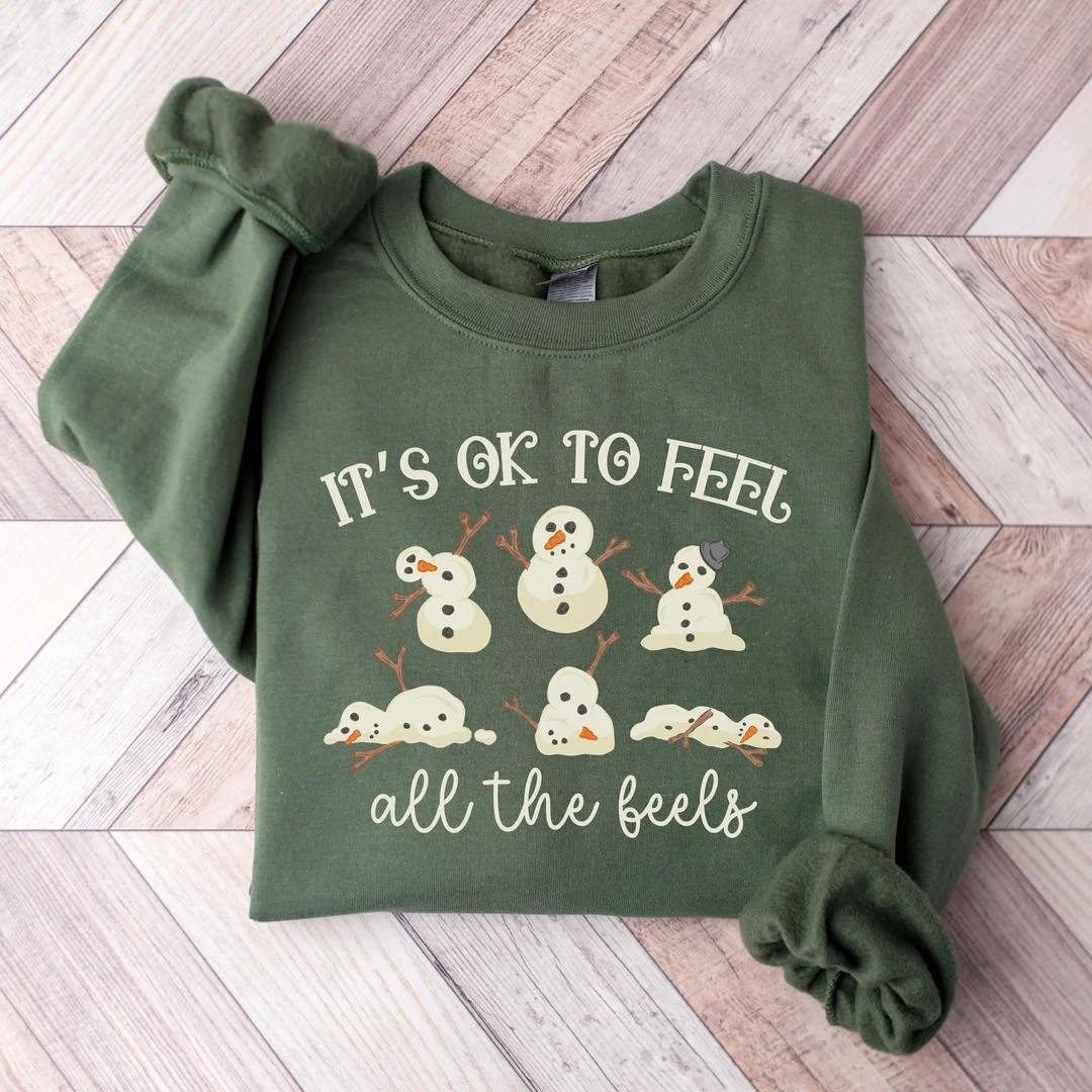 Mental Health Christmas Sweatshirt, It's Ok To Feel All the Feels, Mental Health Awareness, Chris... | Etsy (US)