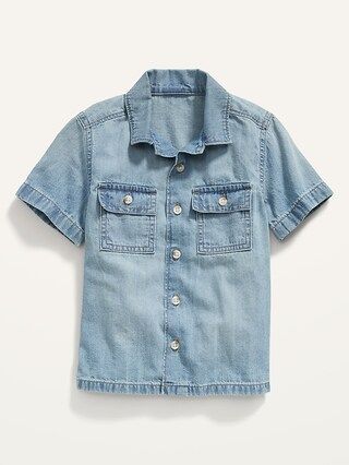 Workwear-Pocket Jean Camp Shirt for Toddler Boys | Old Navy (US)