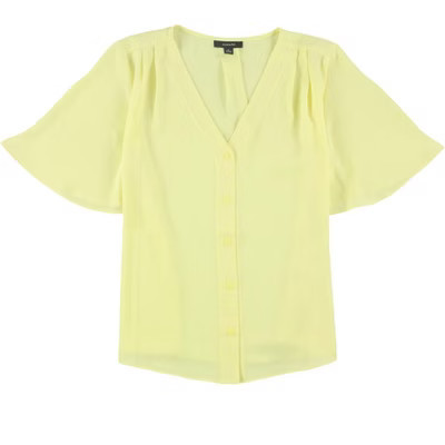 Alfani Womens Solid Button Up Shirt, yellow, Medium | Target