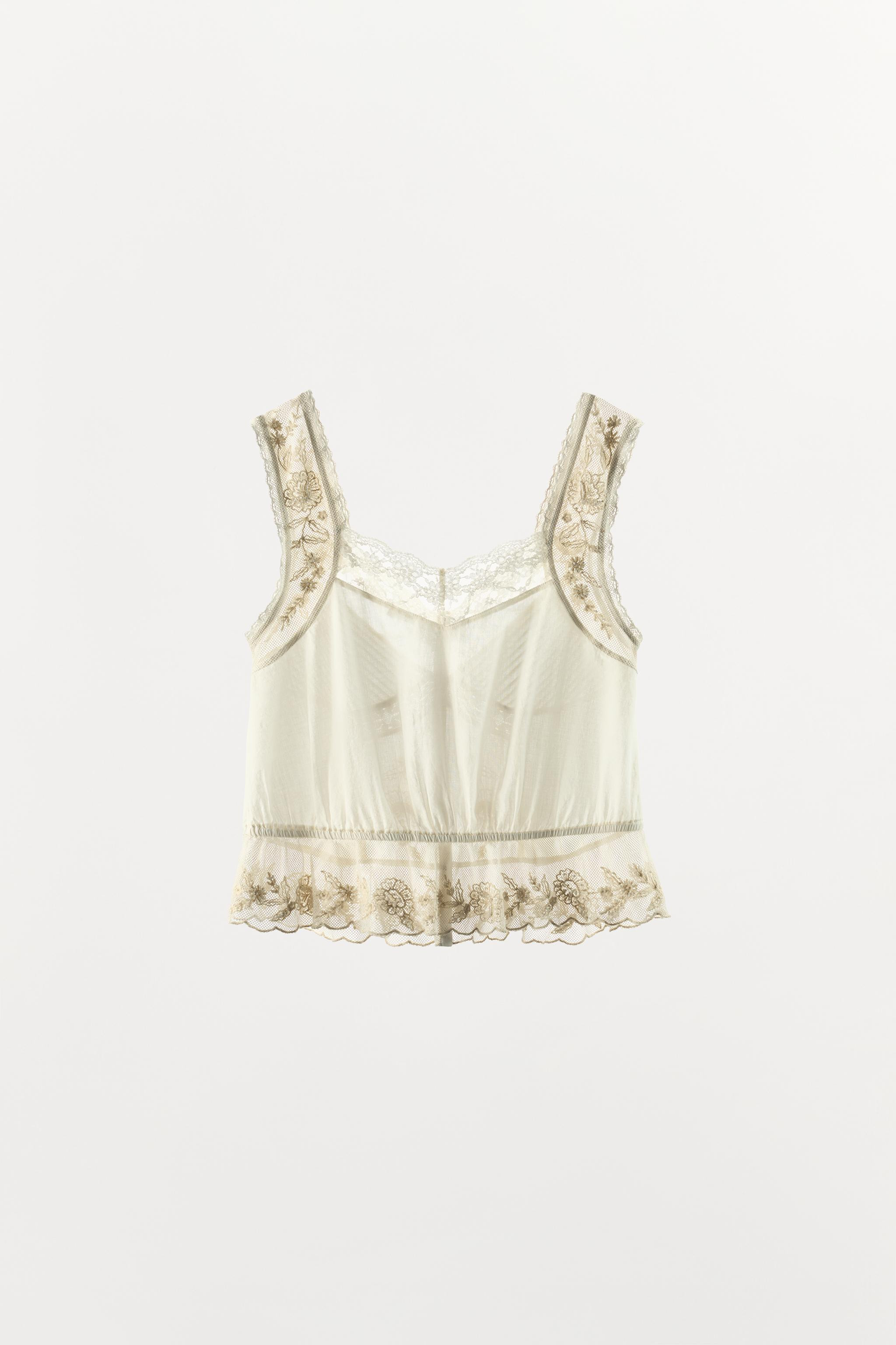 PLEATED BEADED EMBROIDERED TOP | Zara US