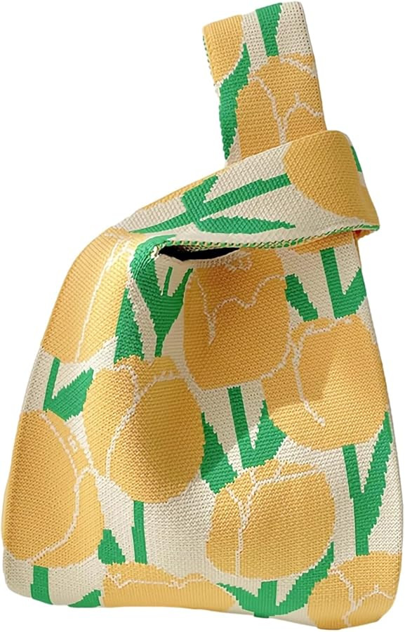 Women's Wrist Knot Tote Bag Small Crochet Wristlet Handbag Aesthetic Cute Knit Purse | Amazon (US)