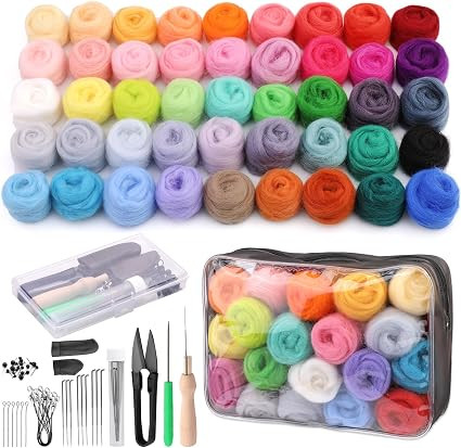 SOCNITC 45 Colors Needle Felting Kits for Beginners, Needle Felting Supplies with Tools, Felt Sta... | Amazon (US)