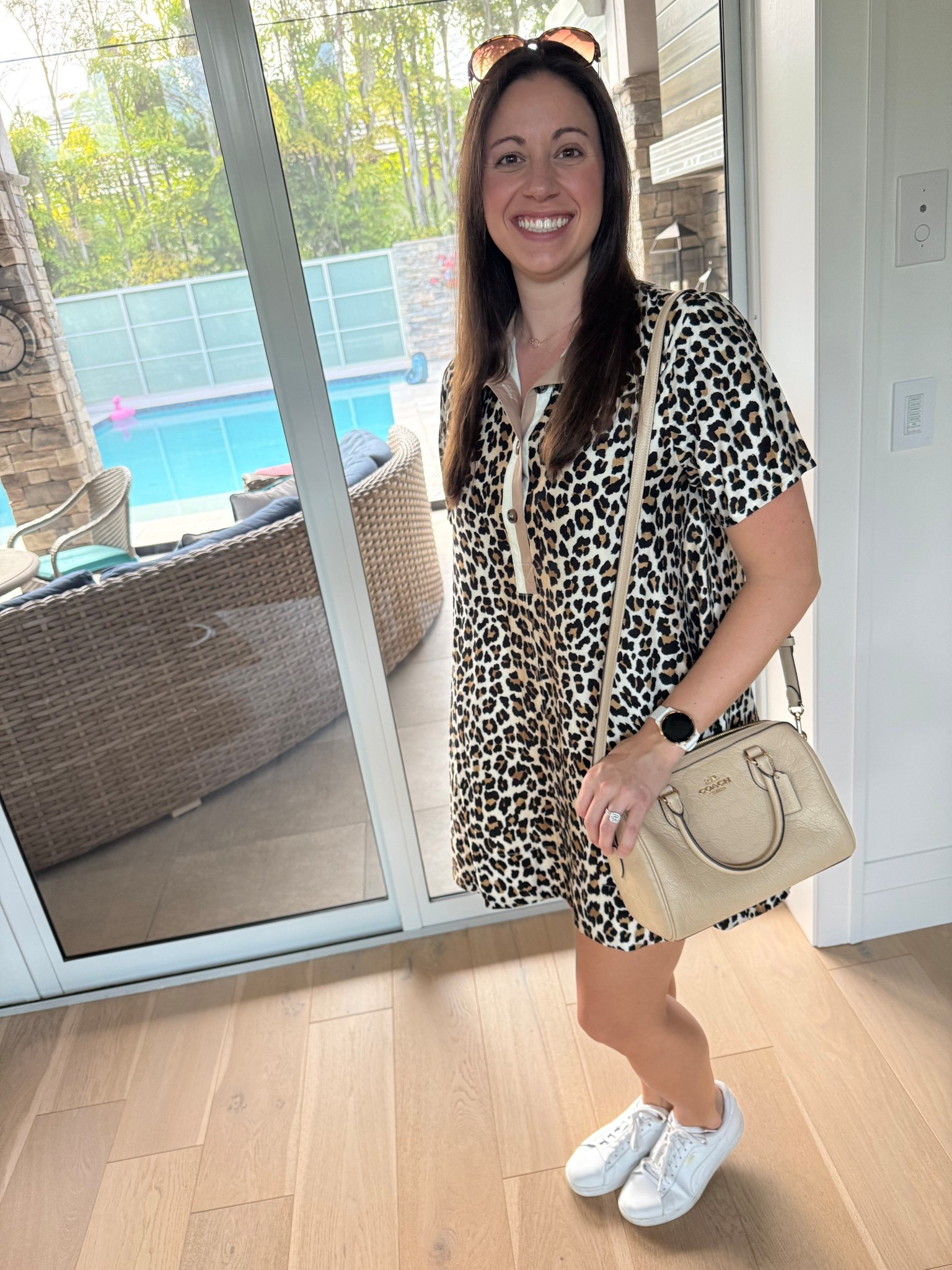 Casual dinner out tonight! I love pairing a white sneaker with just about anything and this dress from Mint Julep can definitely be paired with sneakers, sandals or heels! Love my crossbody bag from Coach for all things too! 

#LTKgrwm #LTKdayinmylife #LTKootd