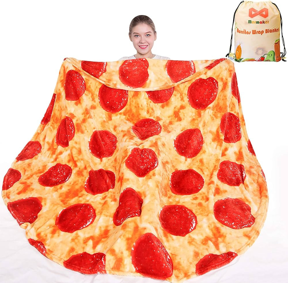 mermaker Pizzas Blanket 2.0 Double Sided 60 inches, Novelty Realistic Pizzas Food Blanket for Kid... | Amazon (US)