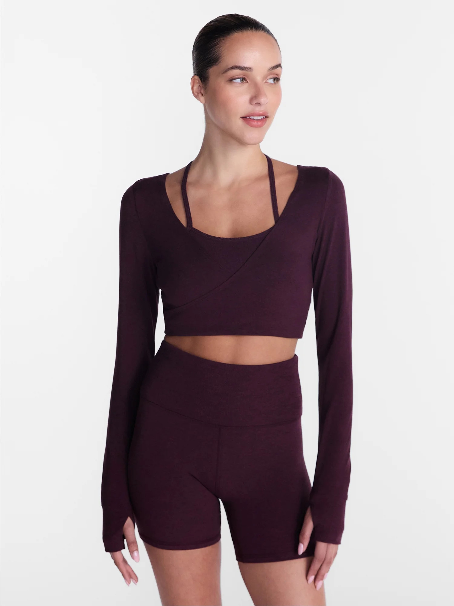 Athletic Works Women's ButterCore Wrap Top with Built In Bra, Sizes XS-XXXL | Walmart (US)