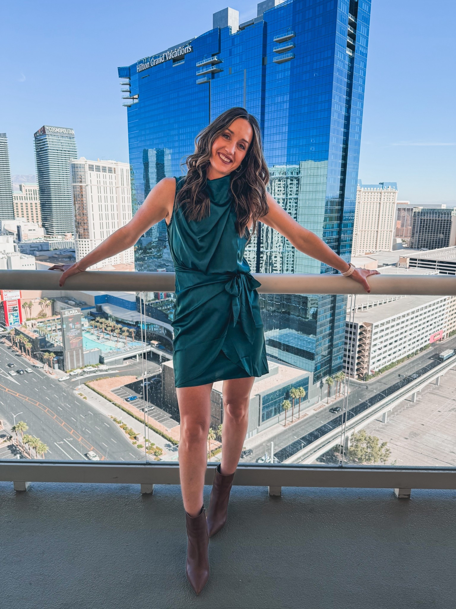 The dress that everyone loved!! So comfy and the perfect length. Wearing a medium but could size down.