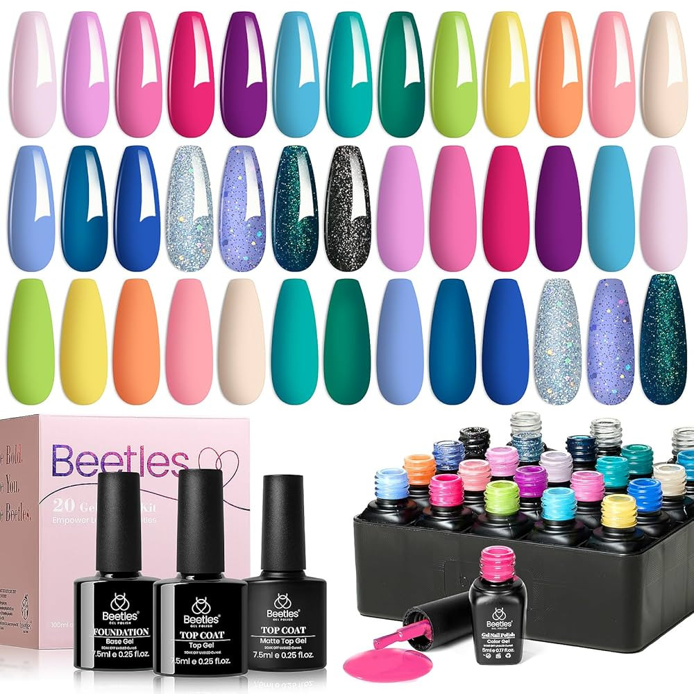 Beetles Gel Nail Polish Set- 23Pcs Summer Color Gel Polish with Base Gel Top Coat Bright Colors, ... | Amazon (US)