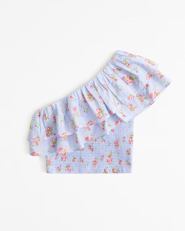 Women's Asymmetrical One-Shoulder Ruffle Set Top | Women's Tops | Abercrombie.com | Abercrombie & Fitch (US)