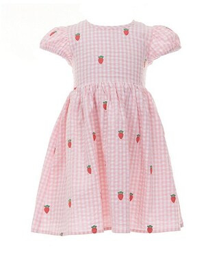 Adventurewear 360 Little Girls 2T-6X Gingham Short Sleeve Strawberry Embroidered Dress | Dillard'... | Dillard's