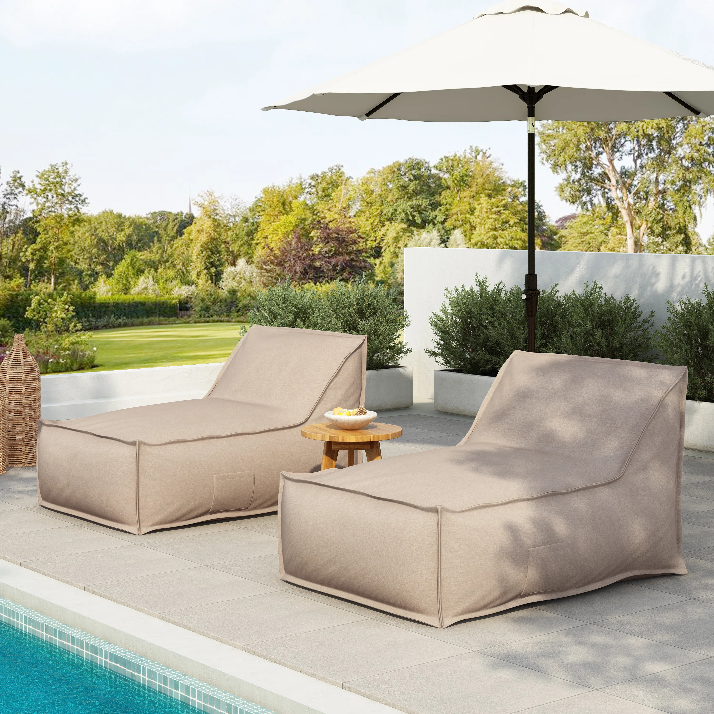Brody Outdoor Bean Bag Lounge Chair With Removable Cover (Set of 2) | Wayfair North America
