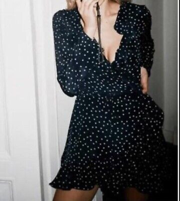 Realisation Par M UK 10 Alexandra Wrap Dress Navy Star 100% Silk  | eBay | eBay UK