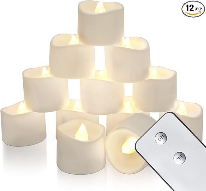 Homemory Remote Control Tea Lights Flickering, Long Lasting Battery Operated LED Candles with Rem... | Amazon (US)