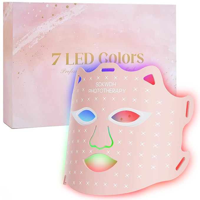 Blue Red Light Therapy Mask for Face,Led Face Mask Light Therapy At Home, 7 Colors LED Face Mask ... | Amazon (US)