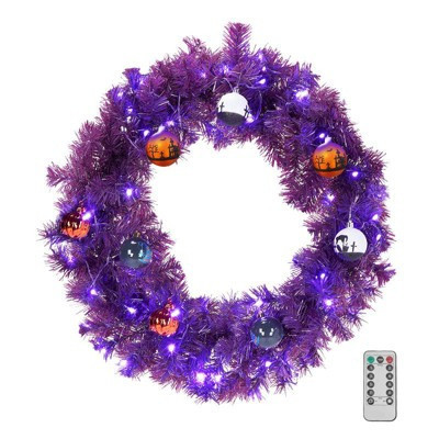 Karl Home 24 inch Pre-lit Halloween-Themed Christmas Wreath with  Ball Ornaments | Target