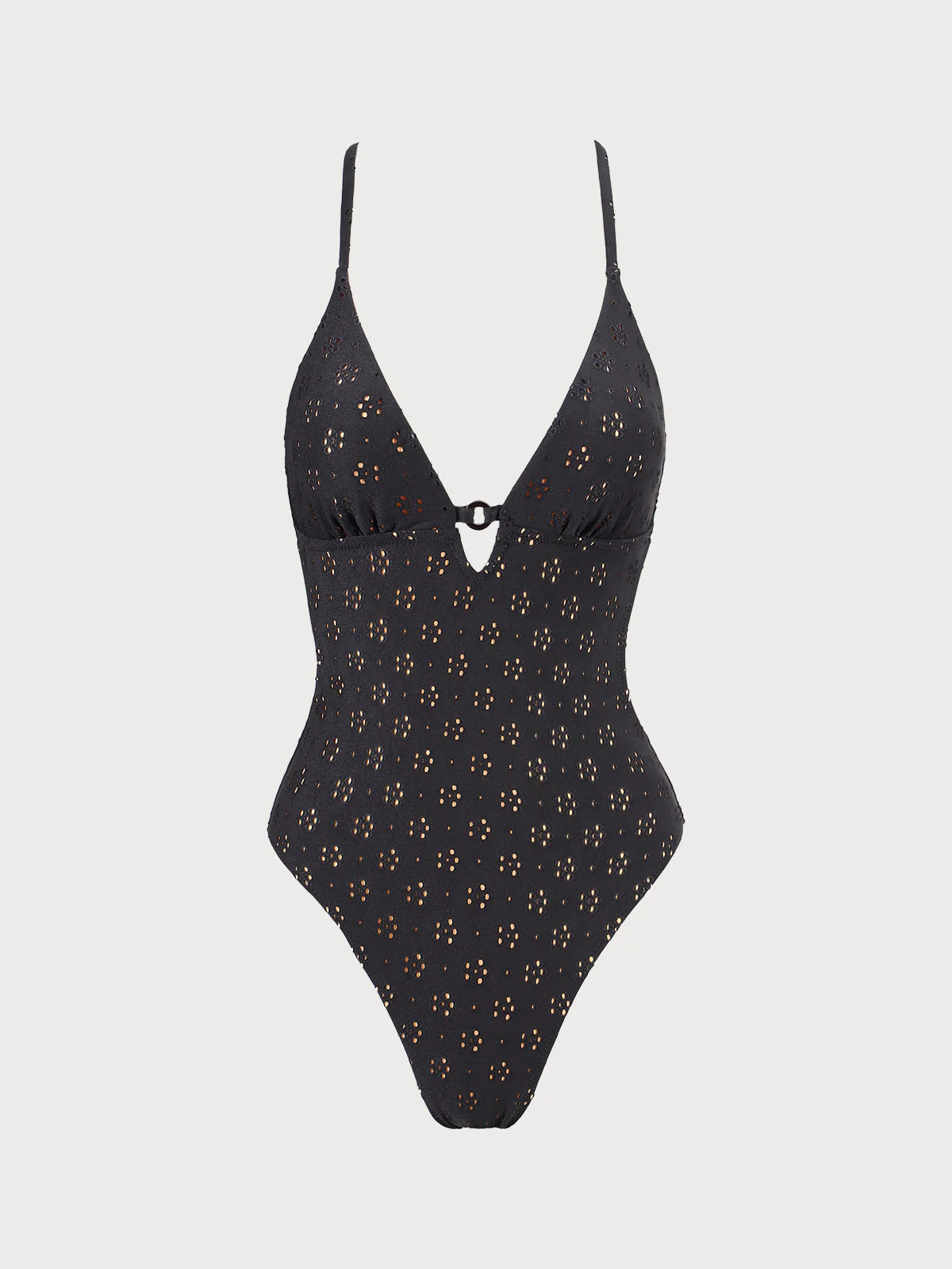 Black Floral Cutout One Piece Swimwear & Reviews - Black - Sustainable One-Pieces | BERLOOK | BERLOOK
