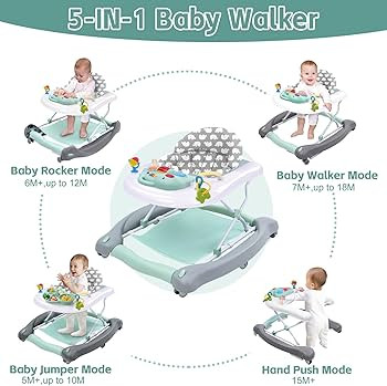 5 in 1 Foldable Baby Walker, Activity Baby Walker-Baby Bouncer, Rocker, Activity Center,Seat and ... | Amazon (US)