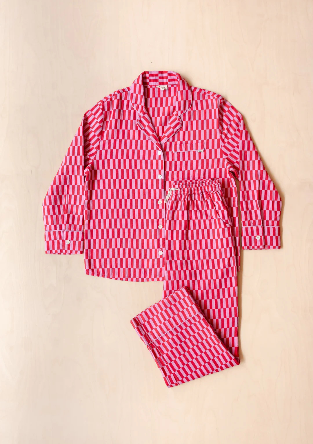 Cotton Pyjamas in Pink Checkerboard | The Tartan Blanket Co.