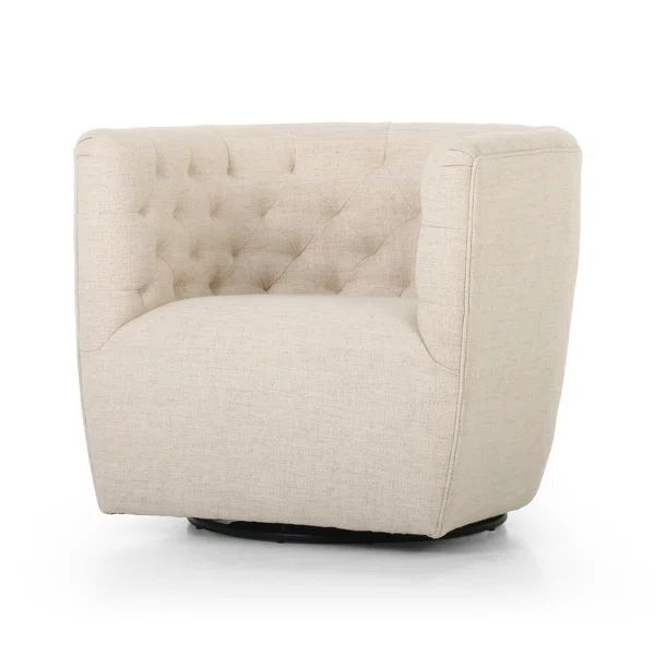 Thames Cream Upholstered Swivel Barrel Chair | Wayfair North America