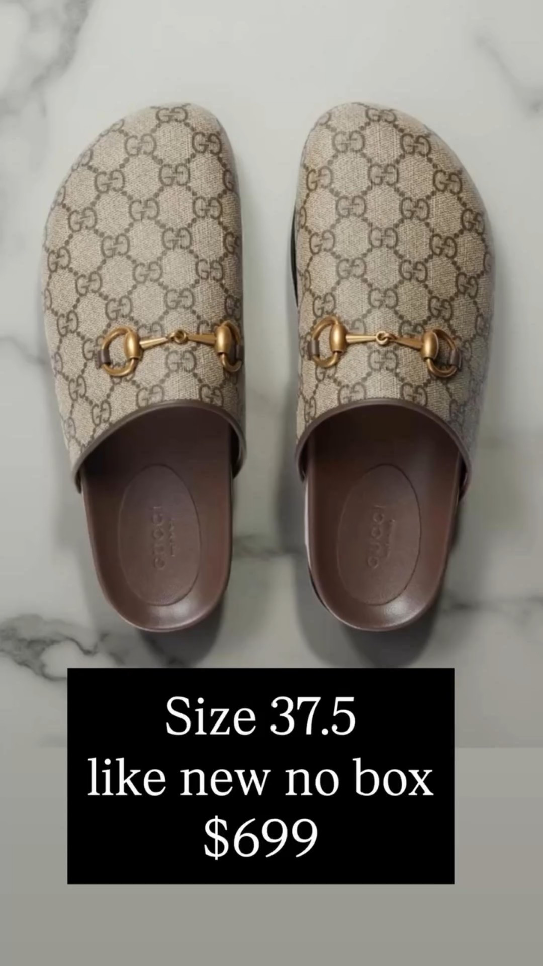 GUCCI MULES
Size 37.5
✨ Excellent condition — like new
🚫 No box
💰 $699

DM o insta to save hundreds of dollars in this pair and to purchase! 

These are a GGG best seller — classic monogram canvas with the gold horsebit. Zero heel wear, super clean interior, and ready to ship today.

🗣️ DM to purchase 

#gucci #mules #gg #ggg #guccishoes #ltkstyletip

#LTKSaleAlert #LTKGiftGuide #LTKCyberWeek