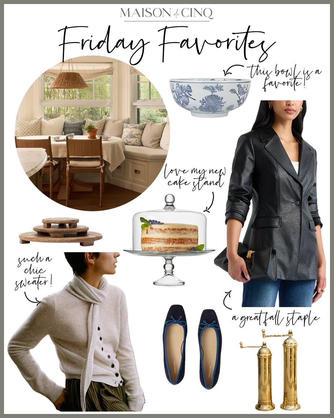 So many great finds on Friday Favorites this week including our kitchen favorites like cake stands, fruit bowls, wood trays, plus McGee clearance finds, the prettiest fall sweaters, chic faux leather jackets, the perfect slim-straight jean and more!

Home decor, kitchen decor, flats, fall shoes, fall sweater, scarf sweater, faux leather pants

#LTKHome #LTKOver40 #LTKSaleAlert