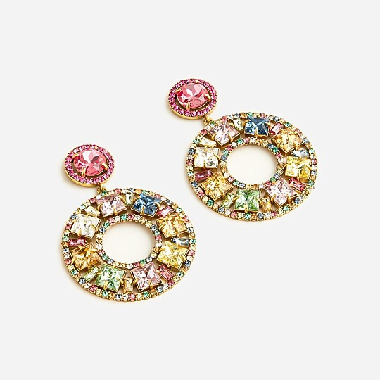 Rainbow crystal cocktail earrings | J. Crew US