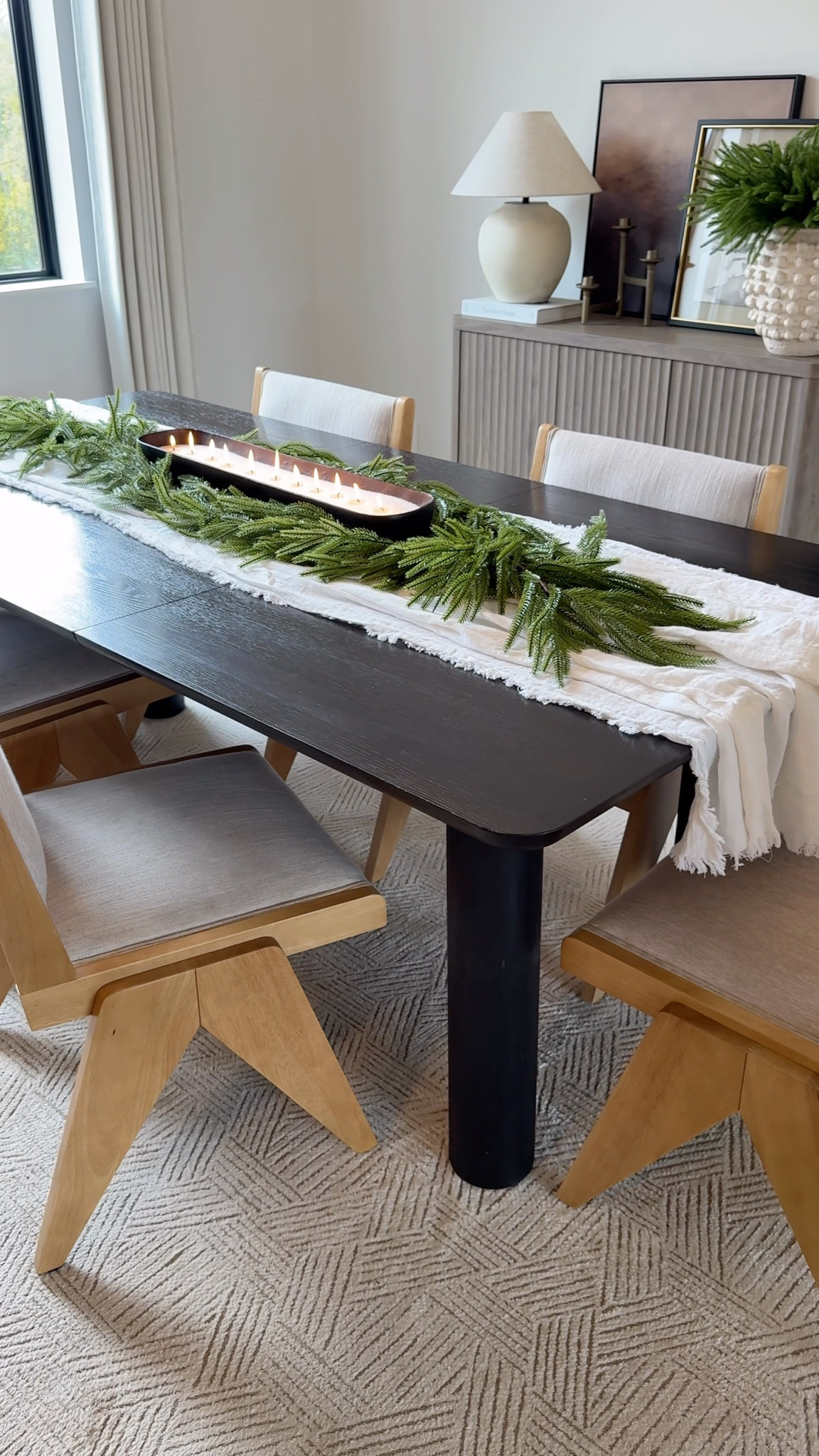 Simple tablescape for holiday hosting 🤍

dining room, Christmas, holiday, hosting, dining table, dining chairs, candle, sideboard, rug, neutral, modern, home decor

#LTKHome