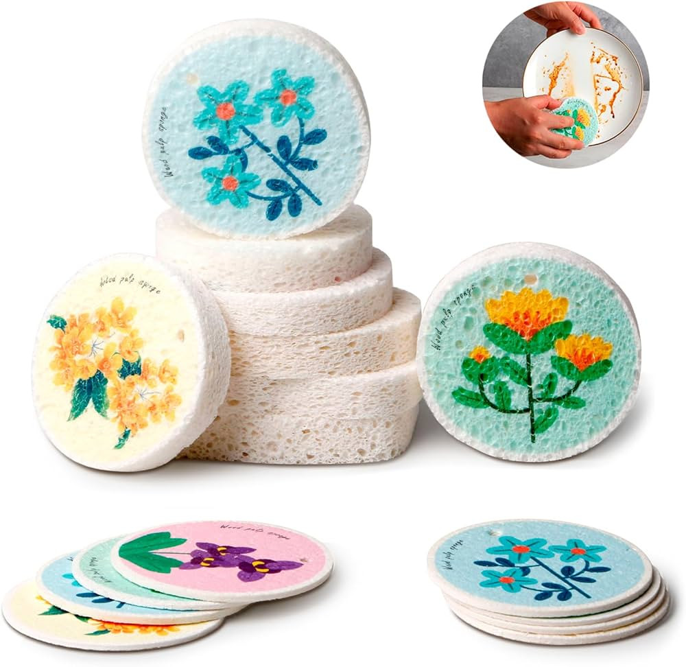 karadrova 12 Pack Dish Sponge - Compressed Cellulose Sponges Non-Scratch Natural Kitchen Cleaning... | Amazon (US)