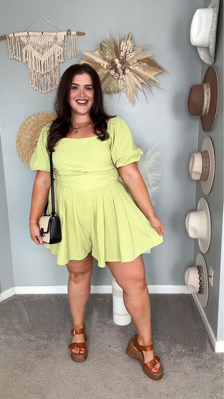 Curvy + thick thigh approved puff sleeve romper from Amazon 💚☀️🌿 Comes in 8+ colors, on sale for $22! Wearing a size XXL

#LTKstyletip #LTKplussize #LTKSeasonal