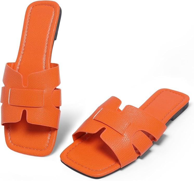 Women's Dressy Casual Flat Sandals, Elegant Comfortable Slip-On Slides with Textured Upper, Versa... | Amazon (US)