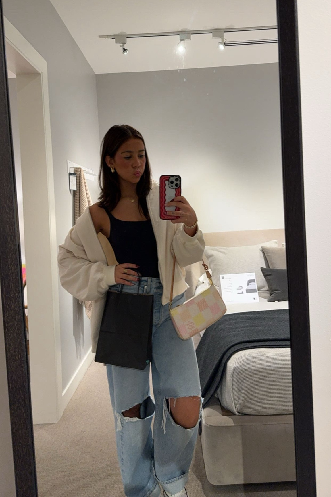 dinner outfit
bodysuit: size small
jeans: 26
jacket: size xs but is not sold anymore, got it from anthropologie 
purse: louis vuitton summer 24 collectionn


#LTKFallSale #LTKOver40 #LTKStyleTip