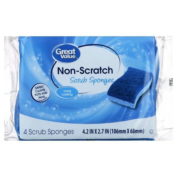 Great Value Non-Scratch Scrub Sponges, 4 Count - Walmart.com | Walmart (US)