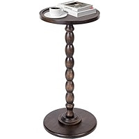 Solid Wood Round Pedestal Side Table with Tray-Top Rim \u2013 Bobbin Turned Accent End Table for ... | Amazon (US)