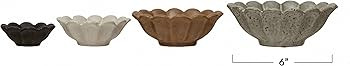 Creative Co-Op Stoneware Flower Bowls, 6" L x 6" W x 3" H, Multicolor | Amazon (US)