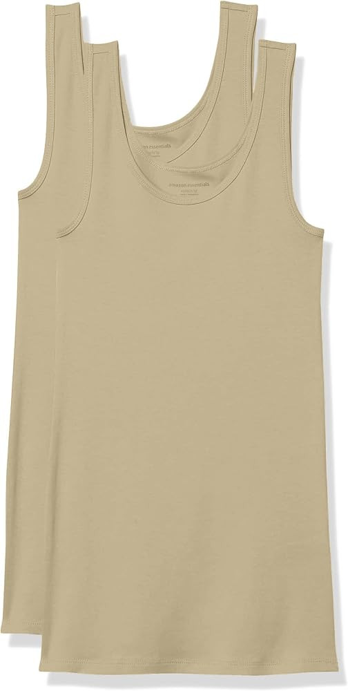 Amazon Essentials Women's Slim-Fit Ribbed Scoop Neck Tank Tops | Amazon (US)