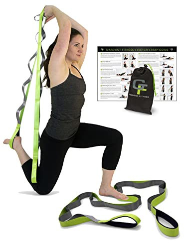 Gradient Fitness Stretching Strap for Physical Therapy, 12 Multi-Loop Stretch Strap 1.5" W x 8' L, Neoprene Handles, Physical Therapy Equipment, Yoga Straps for Stretching, Leg Stretcher, (Green/Grey) | Amazon (US)