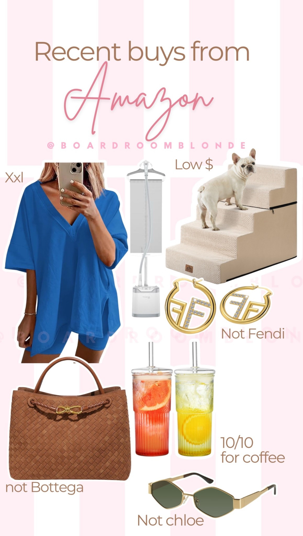 Recently bought from Amazon- stairs for my babies, the cutest matching set $25! The best little designer looking earrings I’ve been wearing a ton, cutie sunnies perfect for fall and this amazing similar bag to bottega! Such a find!! 

#LTKHome #LTKStyleTip #LTKPets