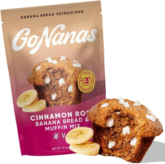 GoNanas Cinnamon Roll Banana Bread Mix, Vegan, Gluten Free Healthy Snacks. Oat Flour Bread or Muf... | Amazon (US)