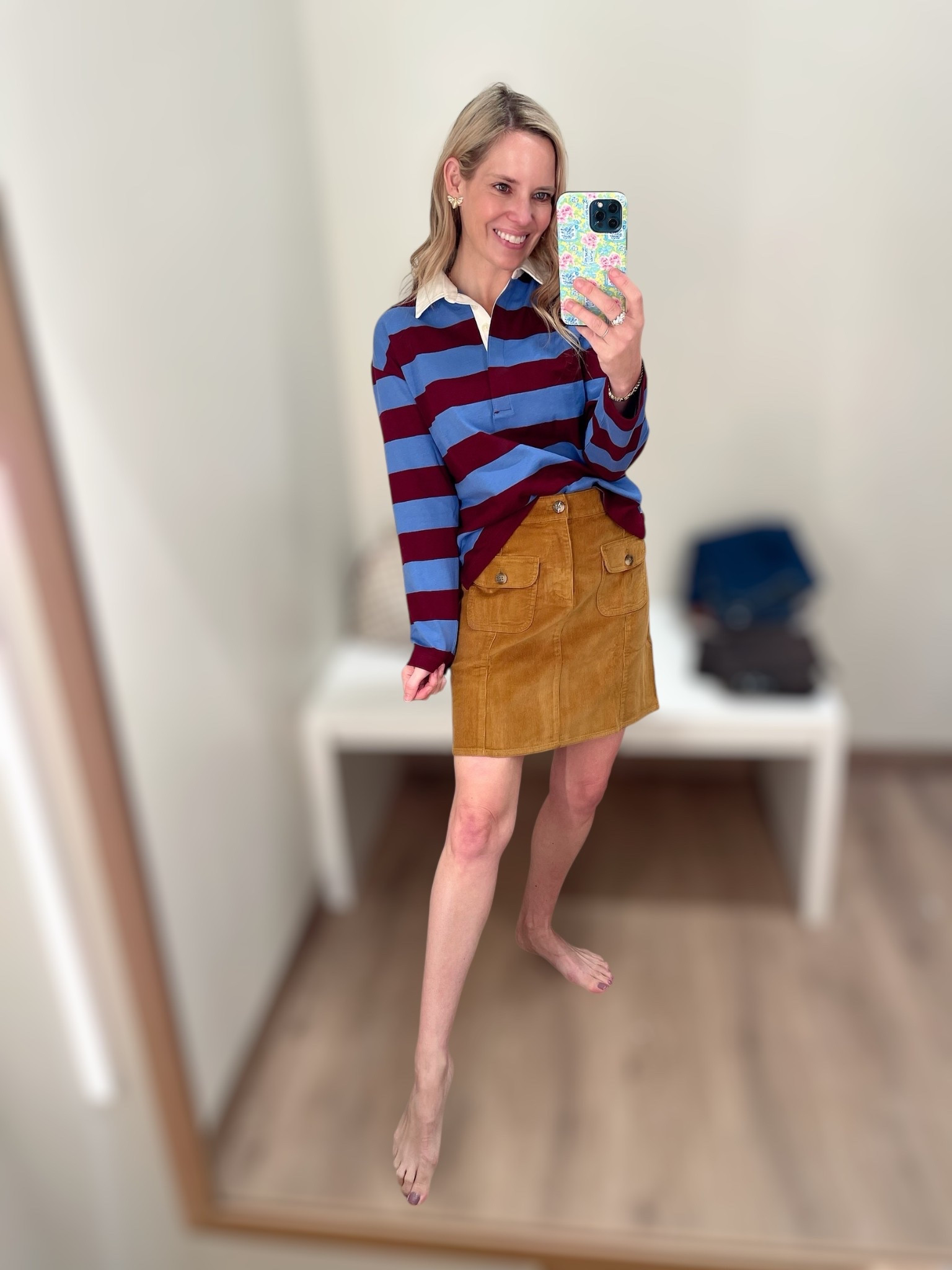 Preppy fall style I’m loving 🍂 The Striped Rugby Shirt ($54.50) from J.Crew Factory gives that classic collegiate vibe with bold stripes and a crisp collar—perfect for layering or wearing solo. I paired it with the Corduroy Patch-Pocket Mini Skirt ($58.50), which is such a versatile fall staple. The corduroy texture and rich autumn hue make it easy to style with boots, sneakers, or tights as the season gets cooler.

This look is giving 90s prep meets modern fall outfit, and both pieces mix and match beautifully with so many wardrobe basics. Affordable, chic, and timeless!

👗 Fit: Both run true to size.
🛍️ Linking exact pieces below!

#jcrewfactory #ltkfallfashion #preppystyle #ltkstyle #falloutfitideas #rugbyshirt #corduroyskirt #ltkpreppy

#LTKWorkwear #LTKOver40 #LTKFindsUnder100