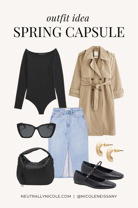 Spring capsule wardrobe outfit idea

// spring outfit, spring outfits, capsule wardrobe spring, spring fashion trends 2024, spring trends 2024, casual outfit, brunch outfit, date night outfit, school outfit, office casual outfit, work outfit, bodysuit, off the shoulder bodysuit, denim midi skirt, trench coat, spring coat, ballet flats, woven handbag, cat eye sunglasses, gold teardrop earrings, round sunglasses, Abercrombie, Dolce Vita, DIFF eyewear, Amazon fashion, Lulus, neutral outfit, neutral fashion, neutral style, Nicole Neissany, Neutrally Nicole, neutrallynicole.com (3.6)

#LTKSpringSale