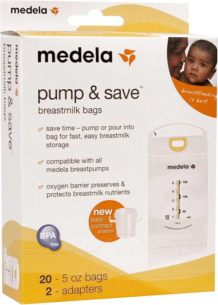 Medela Pump & Save Breast Milk Storage Bags, 20 Count Pack, Breastmilk Freezer Bags, Pour or Pump... | Amazon (US)