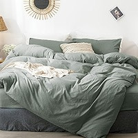 MooMee Bedding Duvet Cover Set 100% Washed Cotton Linen Like Textured Breathable Durable Soft Com... | Amazon (US)